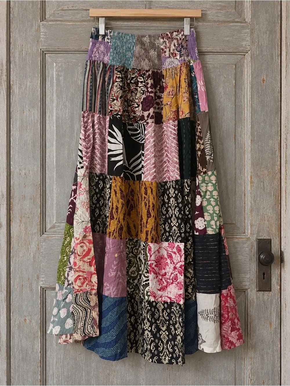 India Boutique Multicolor Patchwork Boho Maxi Skirt